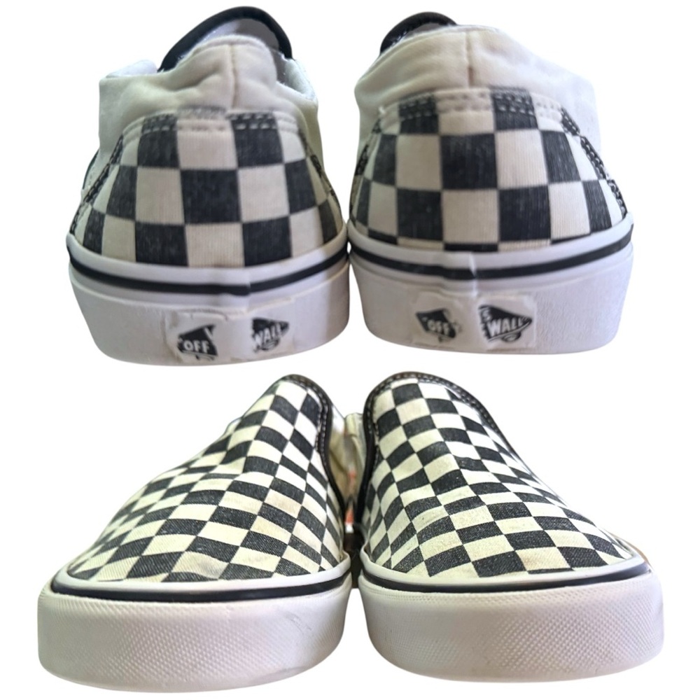 Women’s Vans Asher Slip On Shoe Lot - Black Blue Checkered & Pearl Size 10-11 - Picture 4 of 16